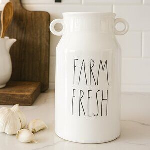 New Discontinued Rae Dunn Artisan Farm Fresh Milk Pitcher Jug Vase 9.5”